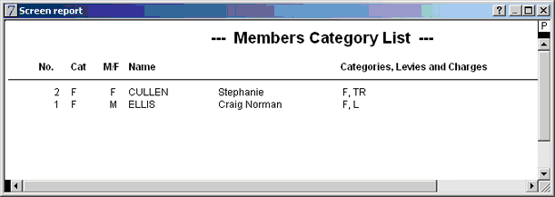 member category list report